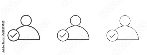 User check icon in linear, outline icon isolated on white background