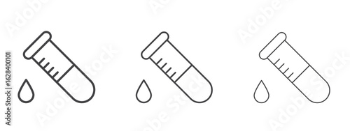 Test tube icon in linear, outline icon isolated on white background