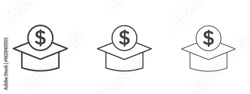 Scholarship icon in linear, outline icon isolated on white background