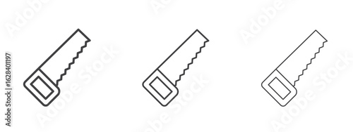 Saw icon in linear, outline icon isolated on white background