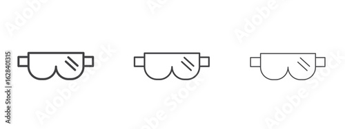Safety goggles icon in linear, outline icon isolated on white background
