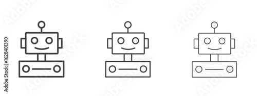 Robot icon in linear, outline icon isolated on white background