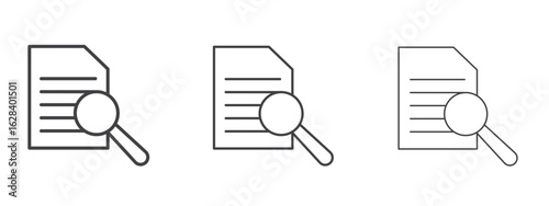 Research icon in linear, outline icon isolated on white background