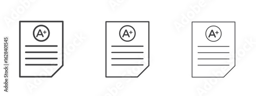 Report card icon in linear, outline icon isolated on white background
