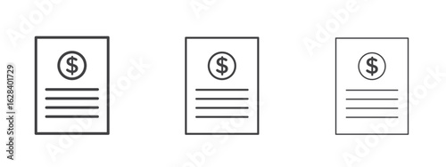 Receipt icon in linear, outline icon isolated on white background