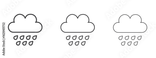 Rain icon in linear, outline icon isolated on white background