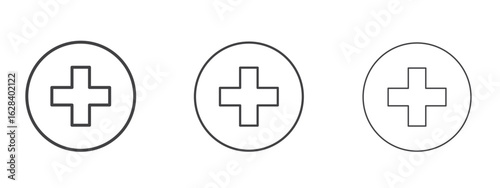 Plus icon in linear, outline icon isolated on white background