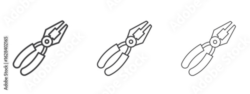 Pliers icon in linear, outline icon isolated on white background