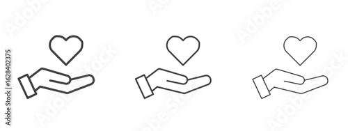 Philanthropy icon in linear, outline icon isolated on white background