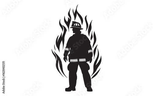 Wallpaper Mural Brave Firefighter Silhouette Vector Walking Through Flames Graphic Art Torontodigital.ca