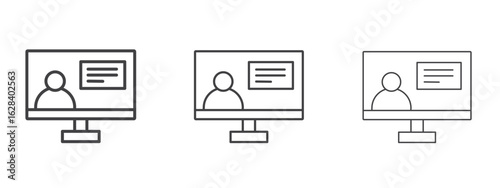 Online course icon in linear, outline icon isolated on white background