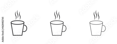 Mug icon in linear, outline icon isolated on white background