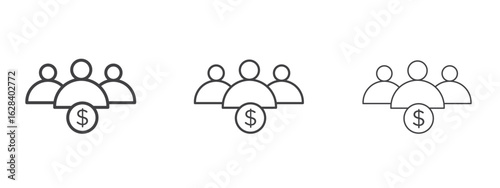 Mutual funds icon in linear, outline icon isolated on white background