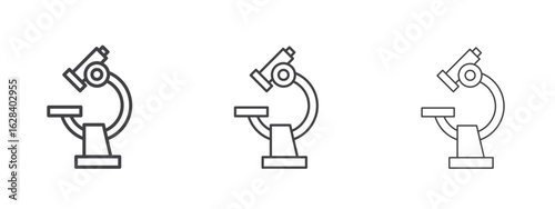 Microscope icon in linear, outline icon isolated on white background