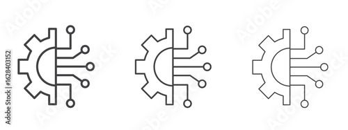 Machine learning icon in linear, outline icon isolated on white background
