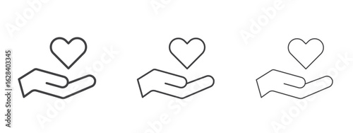 Life insurance icon in linear, outline icon isolated on white background