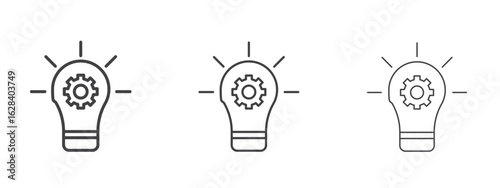 Innovation icon in linear, outline icon isolated on white background