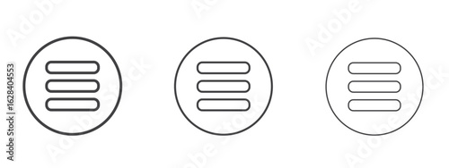 Hamburger menu icon in linear, outline icon isolated on white background