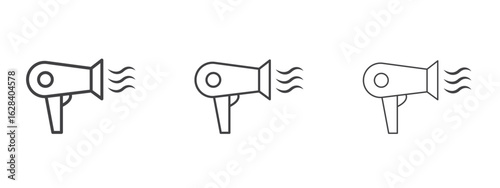 Hair dryer icon in linear, outline icon isolated on white background
