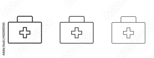 First aid icon in linear, outline icon isolated on white background