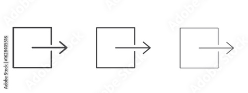 Exit icon in linear, outline icon isolated on white background