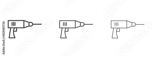 Drill icon in linear, outline icon isolated on white background