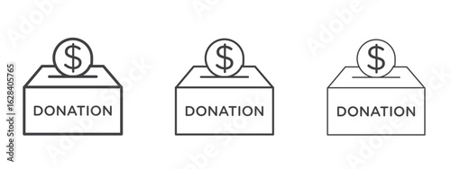 Donations icon in linear, outline icon isolated on white background