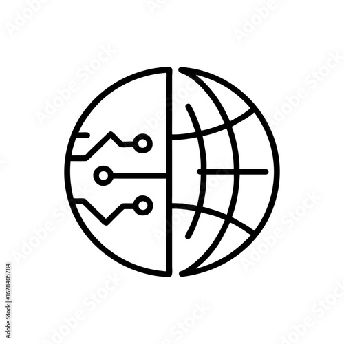 Global technology and digital network concept with half globe and circuit board