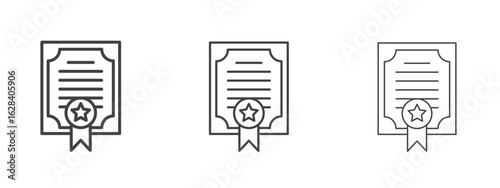 Diploma icon in linear, outline icon isolated on white background