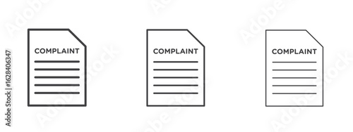 Complaint icon in linear, outline icon isolated on white background