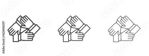 Collaboration icon in linear, outline icon isolated on white background