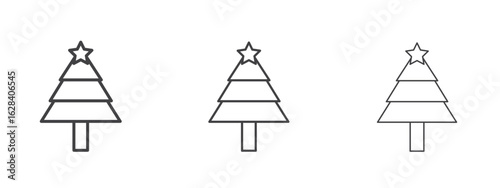 Christmas tree icon in linear, outline icon isolated on white background