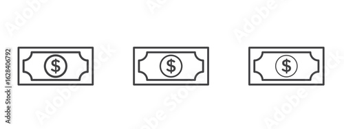 Cash icon in linear, outline icon isolated on white background