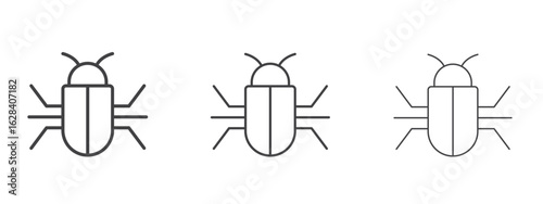 Bug icon in linear, outline icon isolated on white background
