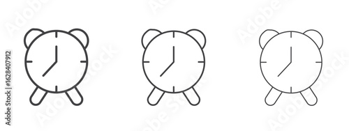 Alarm clock icon in linear, outline icon isolated on white background