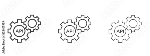 API icon in linear, outline icon isolated on white background