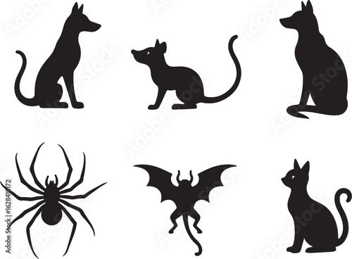 Creepy creatures silhouettes for Halloween design projects