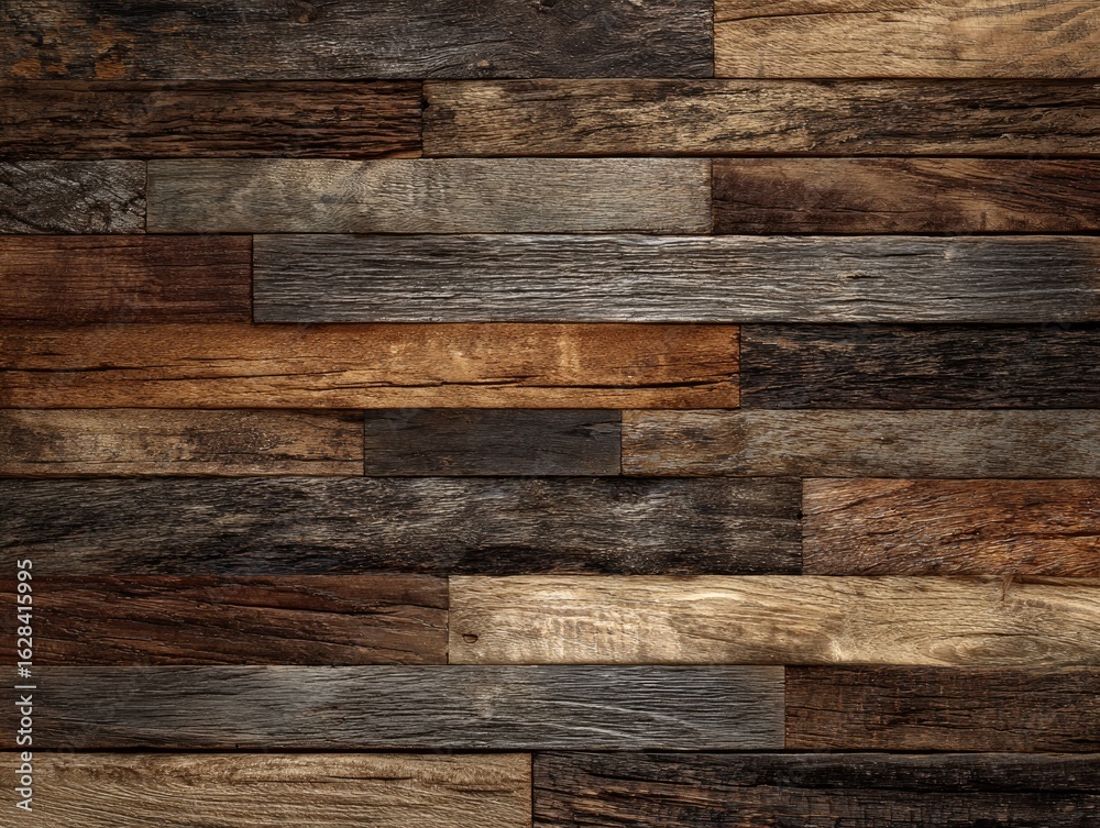 Naklejka premium Reclaimed wood planks in varied tones