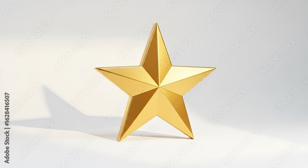 Obraz premium 3D Golden Star: Success, Achievement, Top Rating, Excellence, Premium Quality