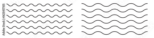 Vector water waves. Set of wavy zigzag lines.