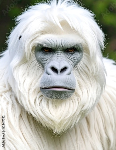 White ape stares intensely