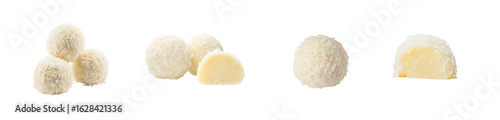 Beijinho treats arranged on white background with cut pieces  