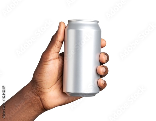 Hand holding blank aluminum can (2)