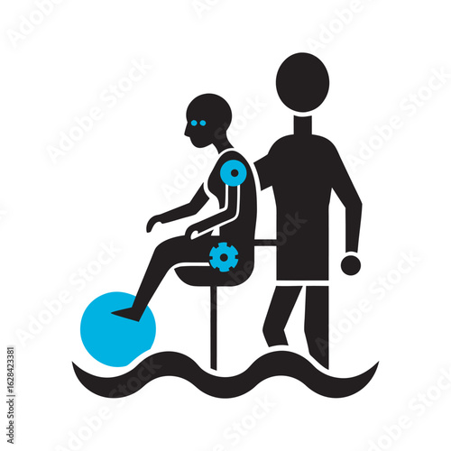 Paraplegic Woman Carried Silhouette