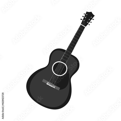 Black Acoustic Guitar Icon Illustration
