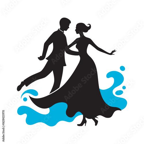 Bioluminescent Foam Dancing Couple Silhouette