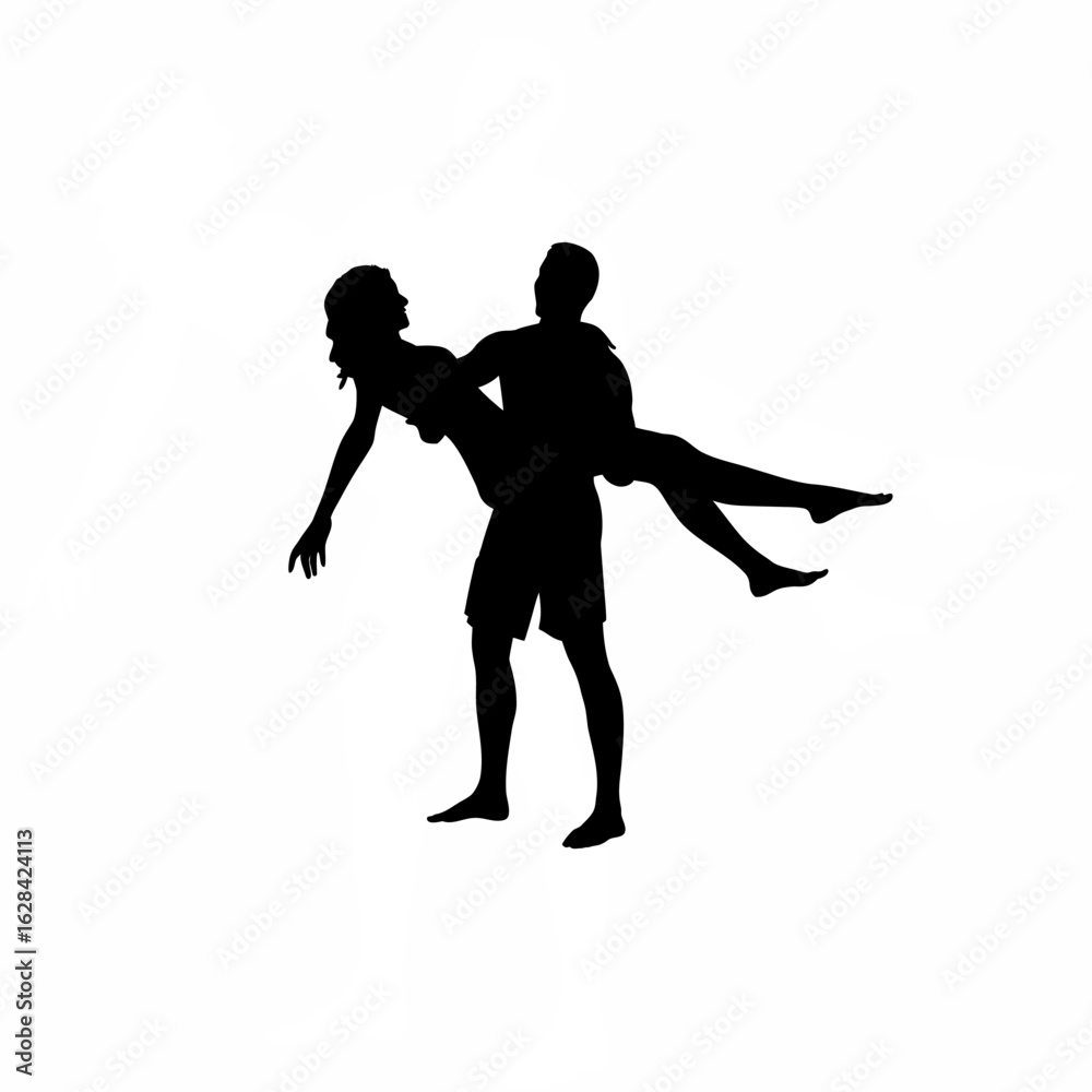 Fototapeta premium Joyful couple embracing on a tropical vacation
