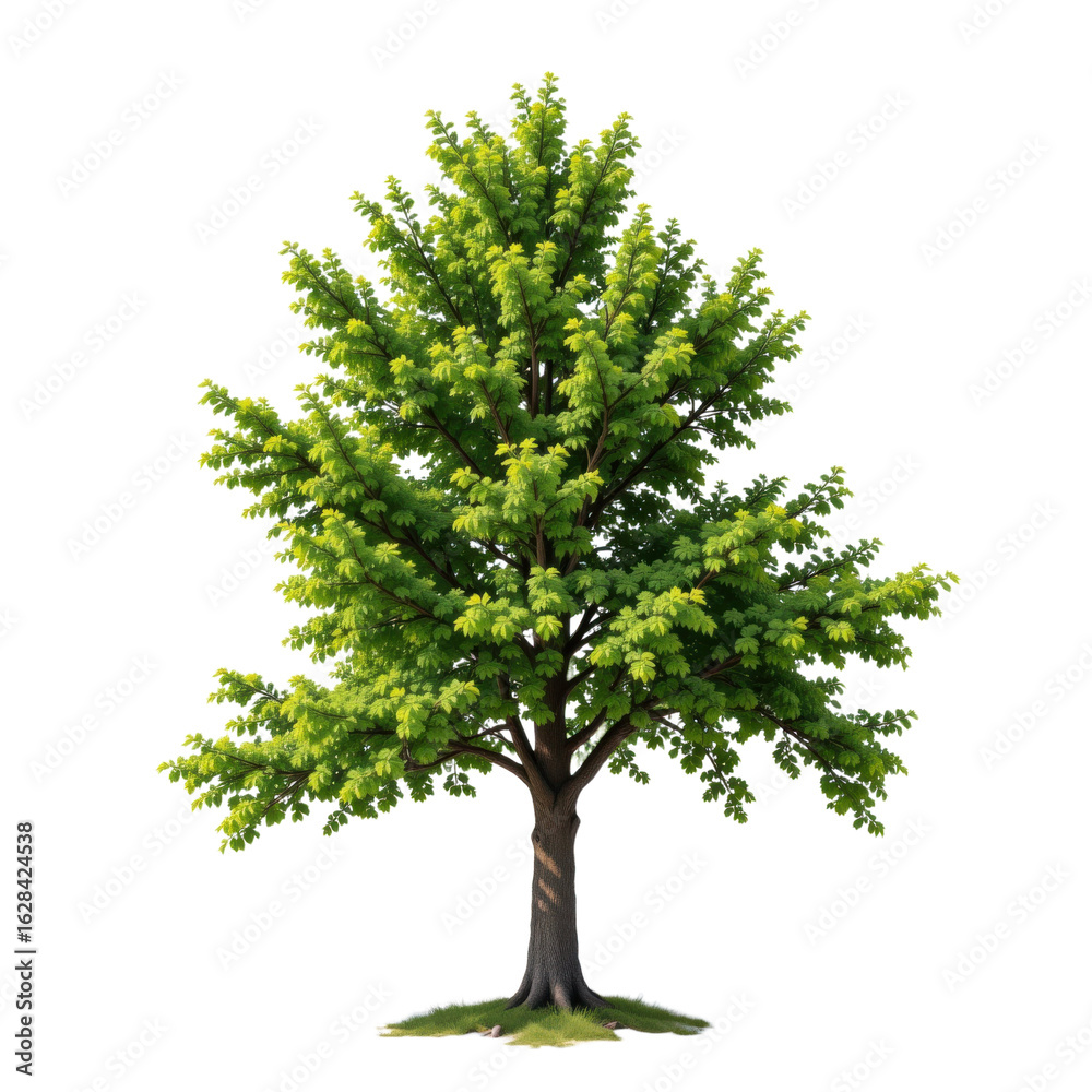 Fototapeta premium Growing Green Tree in a Serene Natural Landscape Vibrant Foliage Captivating Viewpoint Eco-Friendly Concept