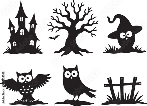 Spooky Halloween silhouettes hauntingly delightful night elements