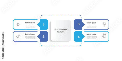 Design template diagram infographic with 4 step process can be used for workflow layout, business presentation and web graphic design 